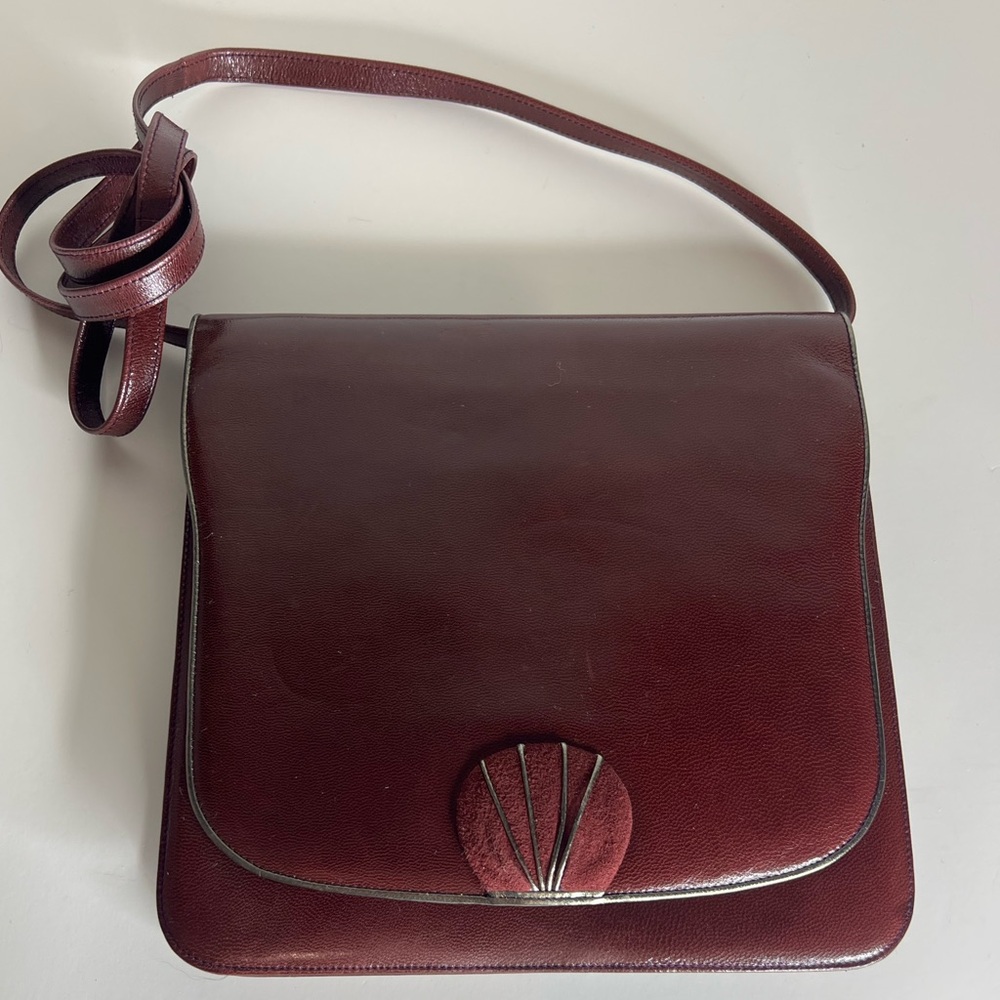 BALLY Luxury Burgundy Leather Crossbody Bag